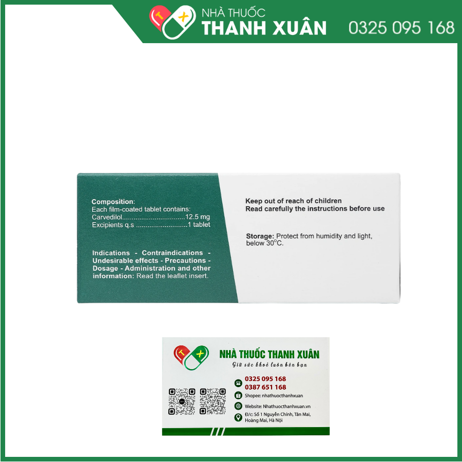 Aucardil 12.5mg điều trị tăng huyết áp, đau thắt ngực ổn định